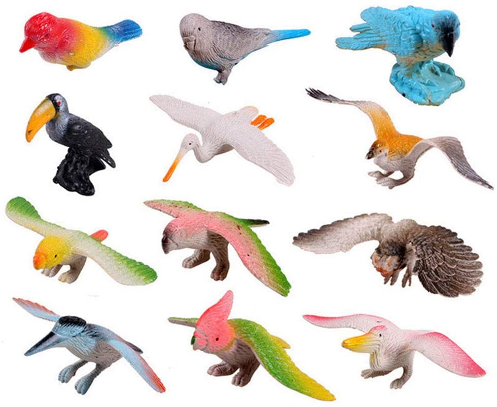 12pcs Realistic Looking  Birds Figures