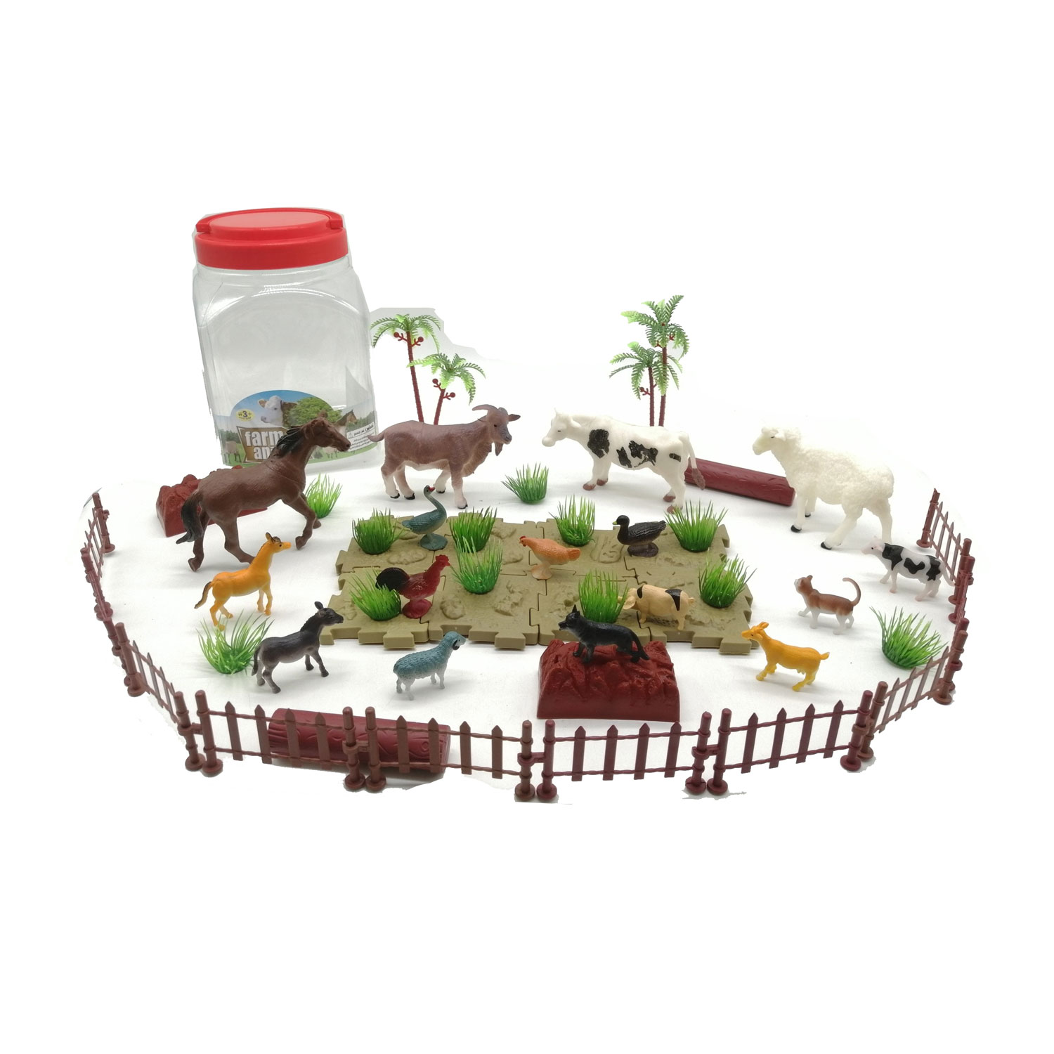 52 pcs Realistic Plastic Farm Animals Figurines Set