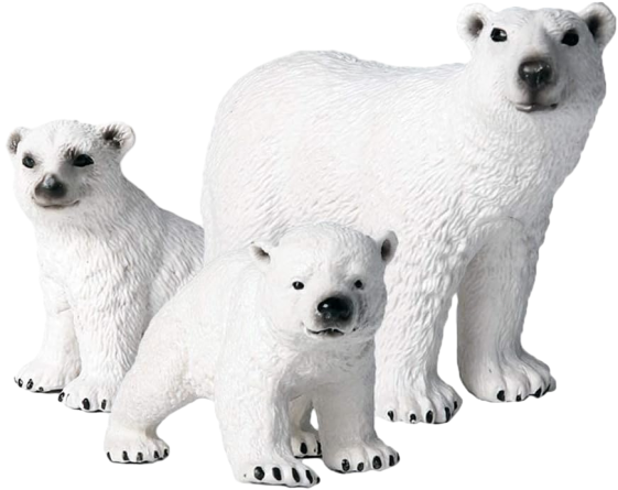 FLORMOON Animal Figures - 3pcs Realistic Polar Bear Action Model - Plastic Animal Learning Educational Bath Toys - Birthday Cupcake Topper Party Favors Gift For Kids Toddlers